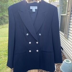 Jones‎ New York Suit Jacket Navy Double Breasted 16 White Pearl Buttons 669